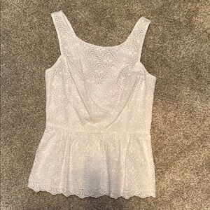 Lilly Pulitzer White Embellished Fitted Sleeveless Tank Top